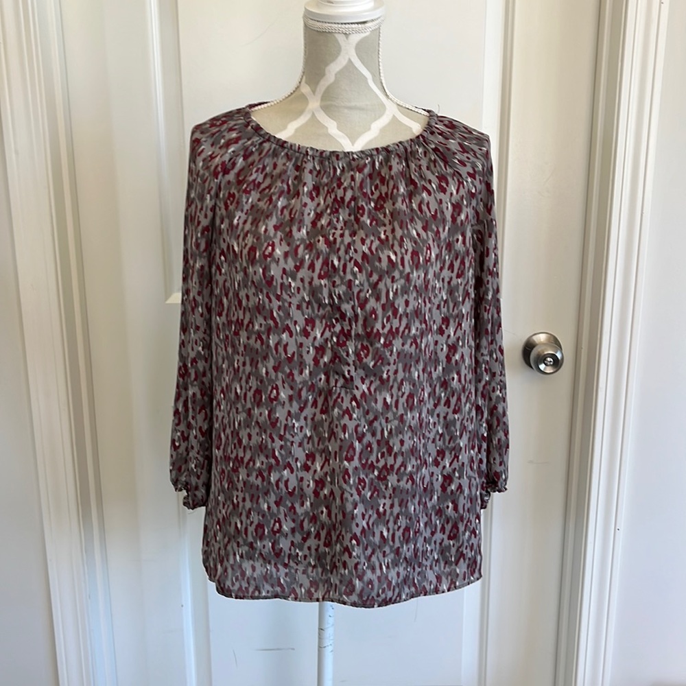 Alfred Sung 3/4 sleeve peasant sheer blouse size lg